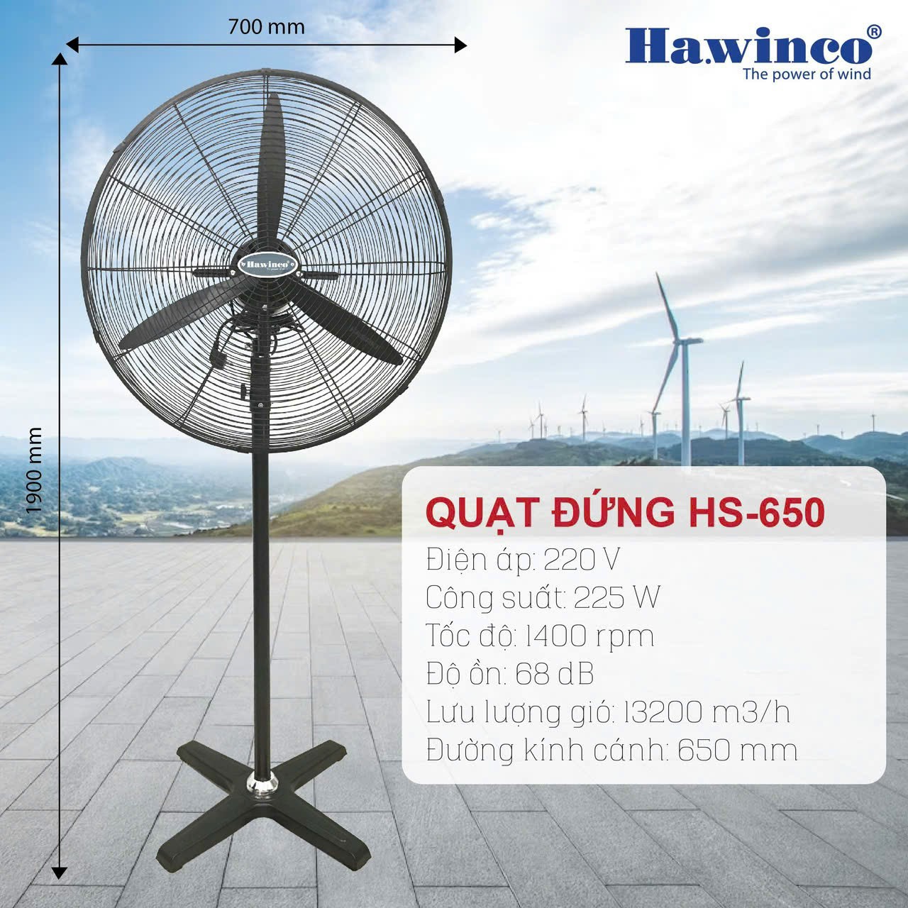 Quạt đứng công nghiệp Ha.winco HS 650c